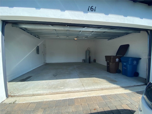 garage featuring water heater