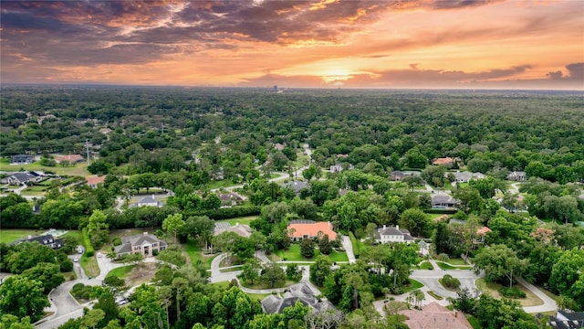 view of aerial view at dusk