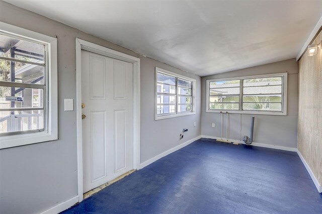 foyer with lofted ceiling and plenty of natural light