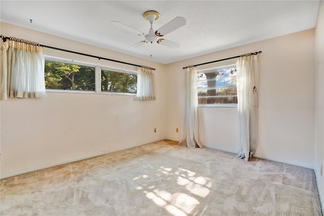 empty room featuring ceiling fan and carpet floors