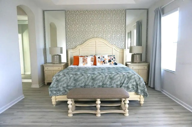 bedroom featuring light hardwood / wood-style flooring