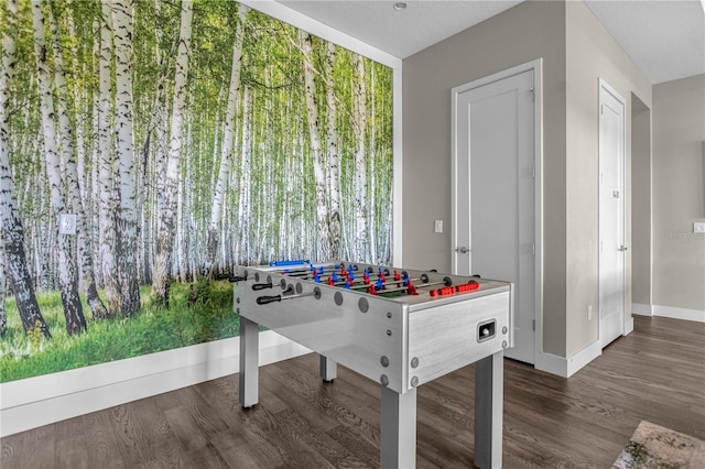 recreation room featuring dark hardwood / wood-style floors