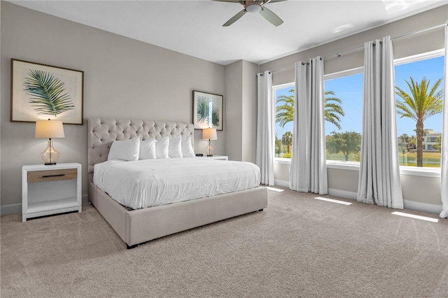 bedroom featuring carpet flooring and ceiling fan