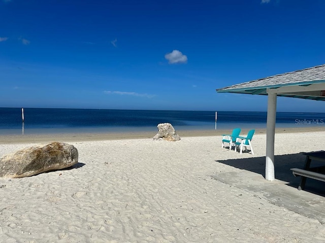 view of water feature featuring a beach view