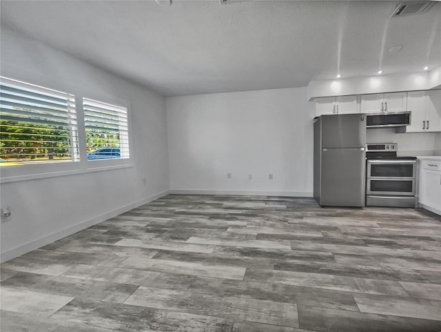 kitchen with stainless steel appliances and white cabinetry