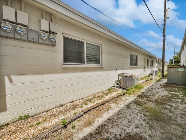 view of property exterior featuring central air condition unit