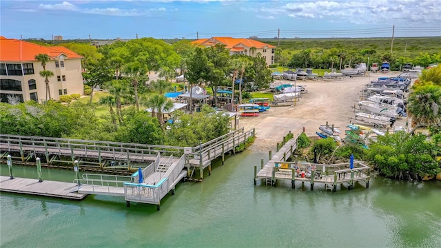 dock area featuring a water view