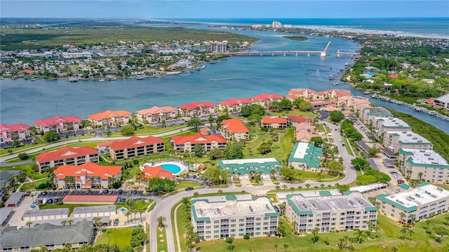 bird's eye view featuring a water view