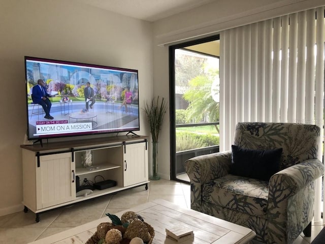 view of tiled living room