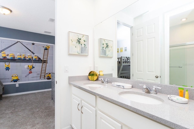 bathroom with double sink and oversized vanity