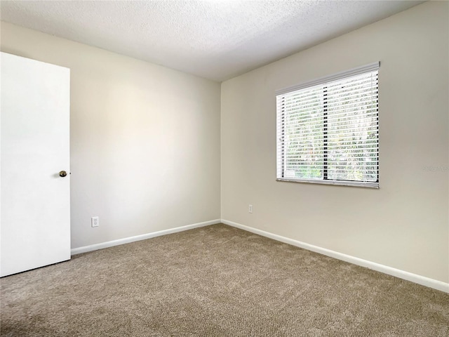 carpeted spare room featuring baseboards and a textured ceiling