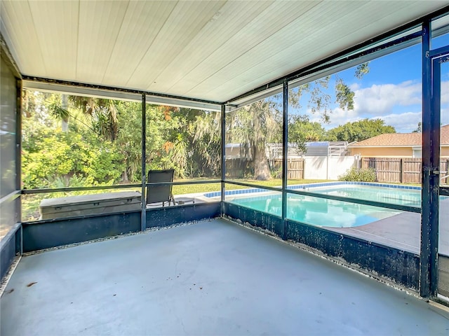 view of unfurnished sunroom