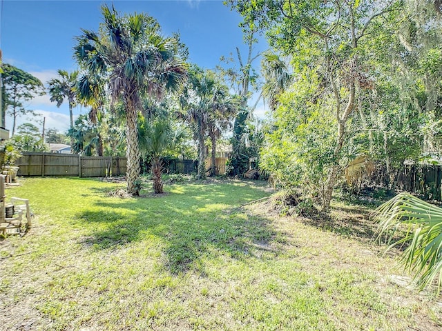 view of yard featuring a fenced backyard