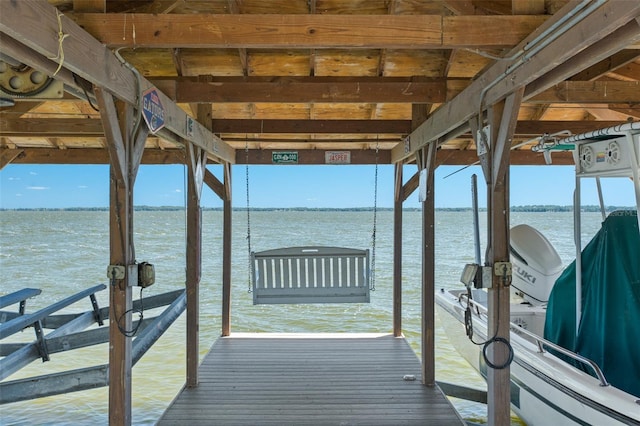 dock area featuring a water view