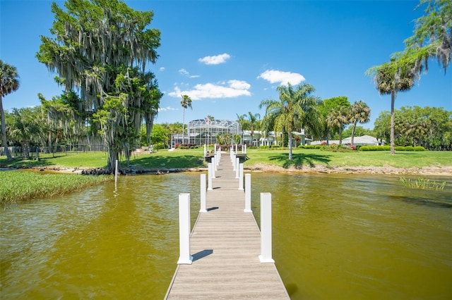 view of dock featuring a water view