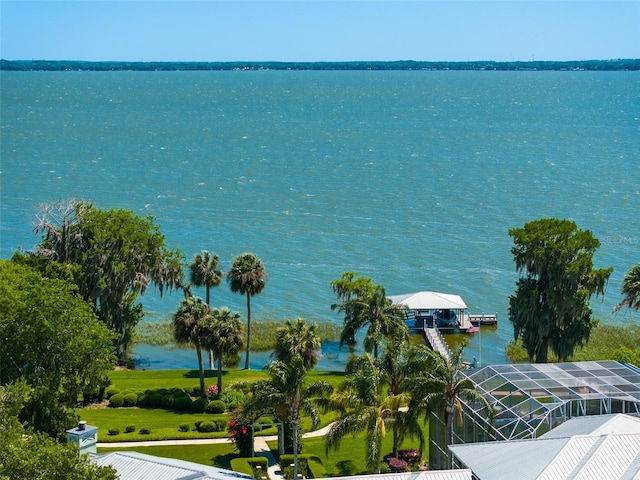 view of water feature featuring a dock