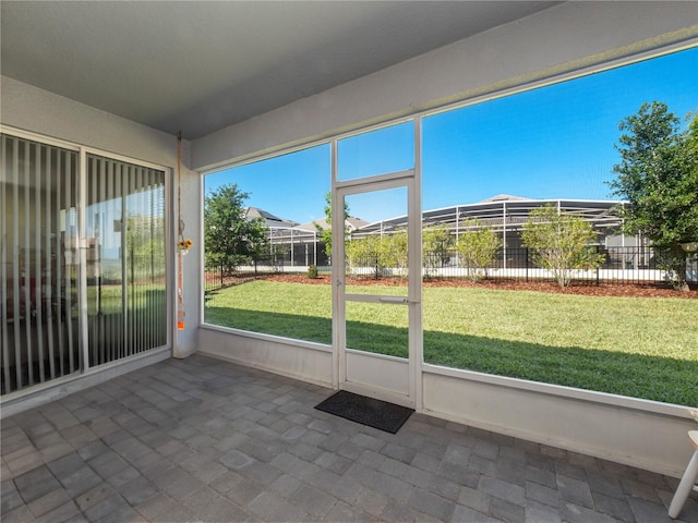 view of unfurnished sunroom