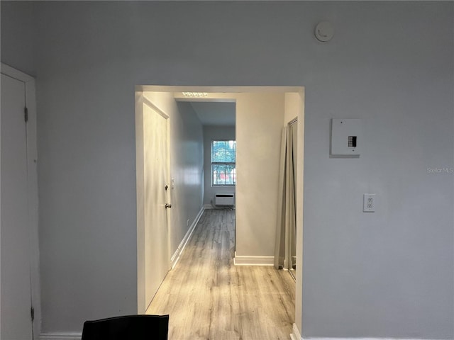 hall featuring light wood-type flooring