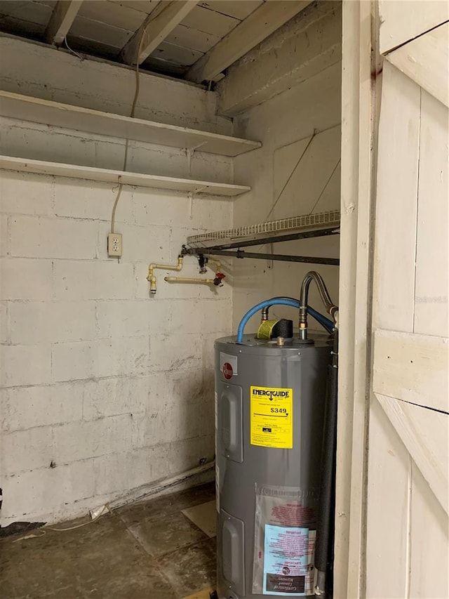 utility room featuring electric water heater