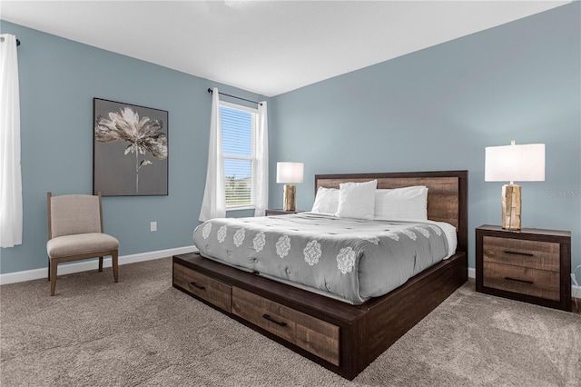 bedroom featuring light carpet