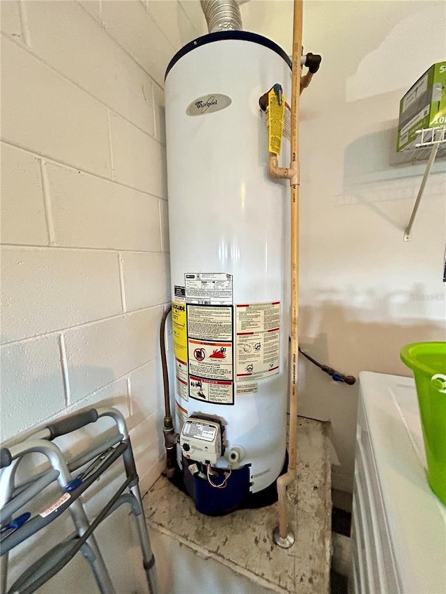 utility room featuring water heater