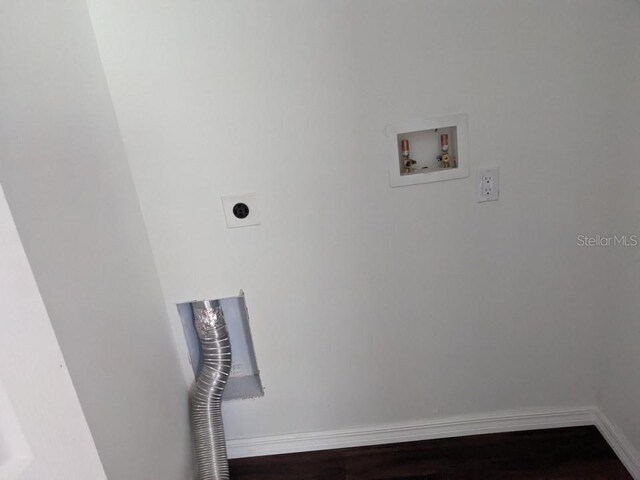 laundry room with hookup for a washing machine, hookup for an electric dryer, and hardwood / wood-style floors