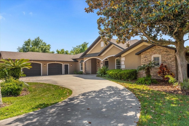 view of front of property with a garage