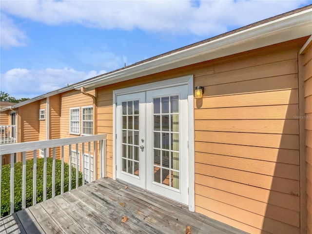 wooden terrace with french doors