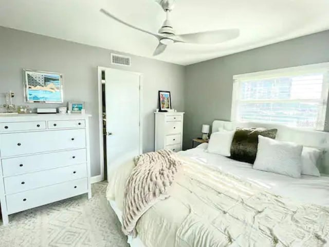 bedroom featuring ceiling fan