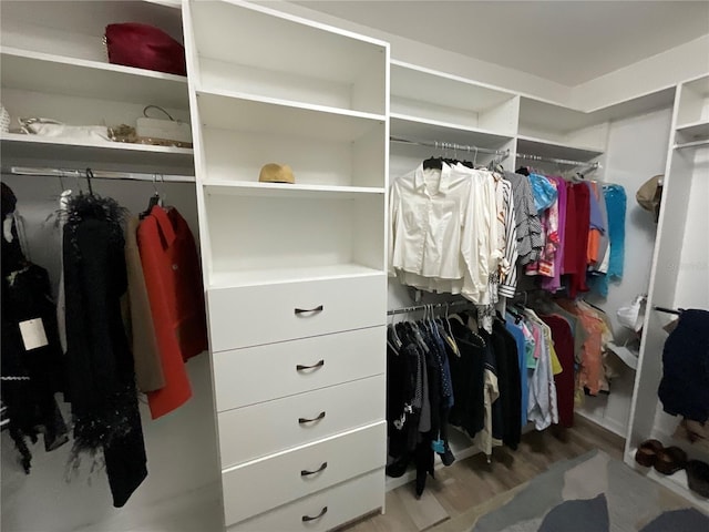 walk in closet featuring light hardwood / wood-style floors