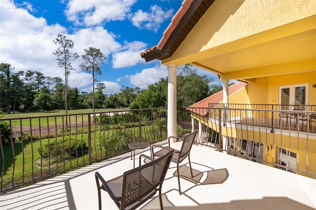 view of terrace featuring a balcony