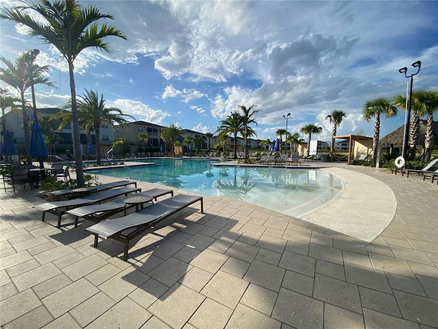 view of pool with a patio area