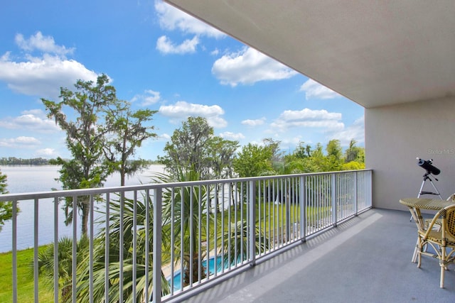 balcony with a water view