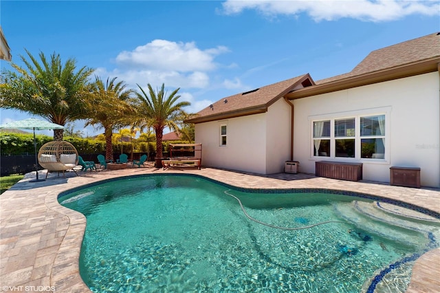 view of swimming pool with a patio