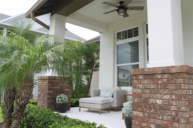 view of patio / terrace featuring ceiling fan