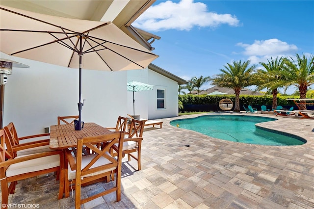 view of swimming pool with a patio