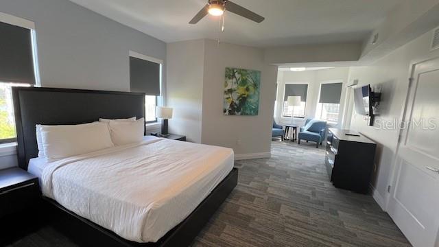 bedroom featuring ceiling fan