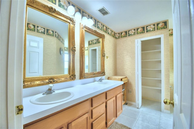 bathroom featuring vanity and tile patterned floors