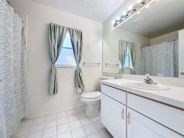 bathroom with tile patterned floors, vanity, and toilet