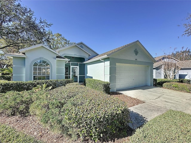 single story home with a garage