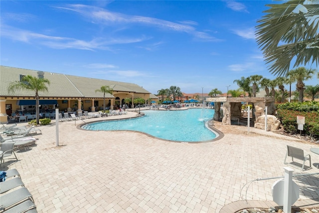 view of pool featuring a patio area