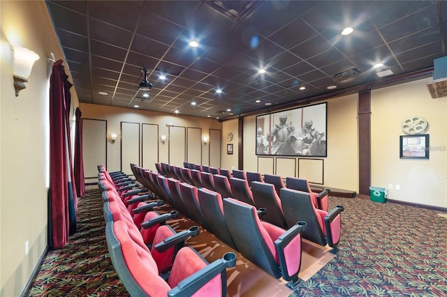 home theater room featuring carpet