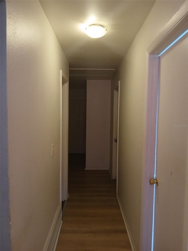 corridor with dark wood-type flooring