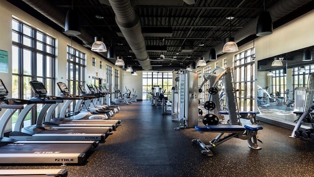 gym featuring a wealth of natural light