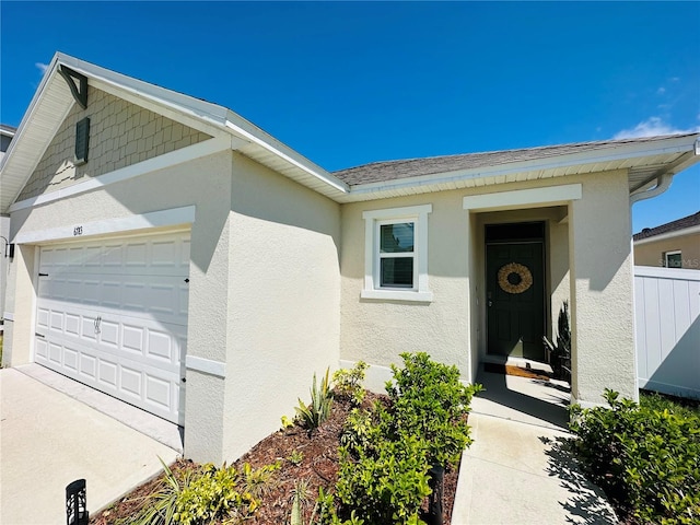 exterior space with a garage