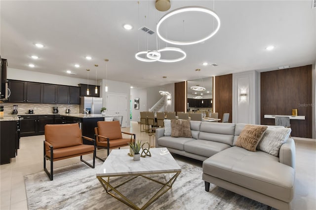 view of tiled living room