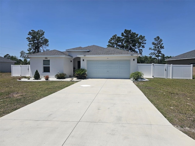 view of front of home featuring a garage and a front yard