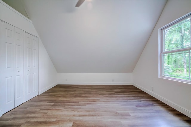 bonus room with light hardwood / wood-style floors