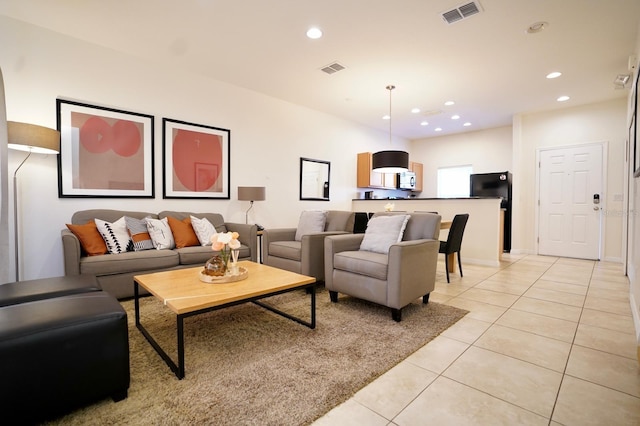 view of tiled living room