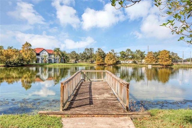 view of dock featuring a water view